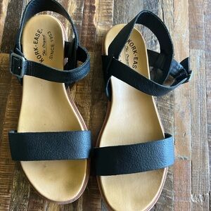 Kork-Ease Black Sandals with Two-Strap Design